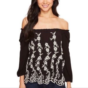 Lucky Brand Embroidered Off The Shoulder Top